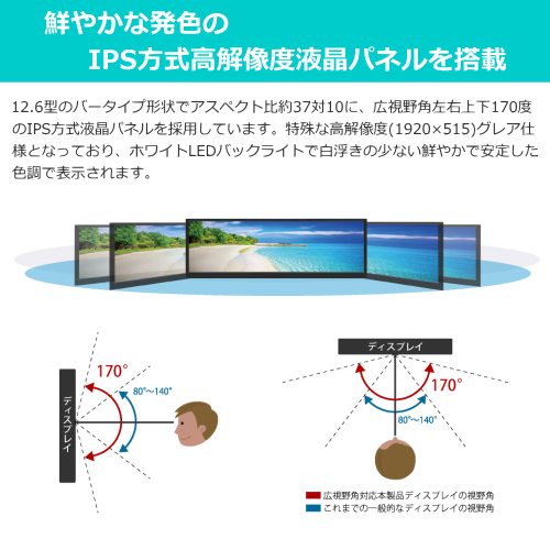 ITPROTECH LCD12HCV-IPSW 12.6型 液晶モニター Screen Plus スピーカー内蔵 バータイプ グレア 送料無料(沖縄県・離島除く)