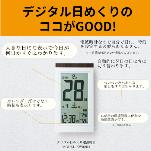 ADESSO アデッソ NA-101 デジタル日めくり電波時計