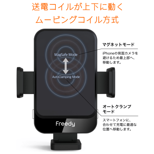 Freedy EA1305 デュアルモード カーマウント ワイヤレスチャージャー MagSafe対応 車載ホルダー 送料無料(沖縄県・離島除く)