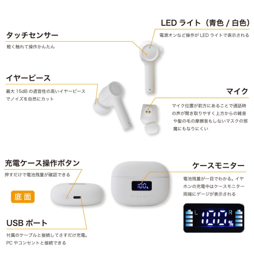 クロスブレイン KE-SH1SWH きこエール ワイヤレスイヤホン機能付き集音器 送料無料(沖縄県・離島除く)